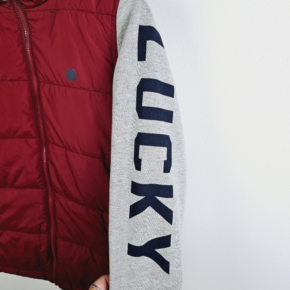 Lucky Brand Boy's Hooded Puffer Vest Sweatshirt Sleeves Jacket Twofer Combo NWT - Picture 7 of 16
